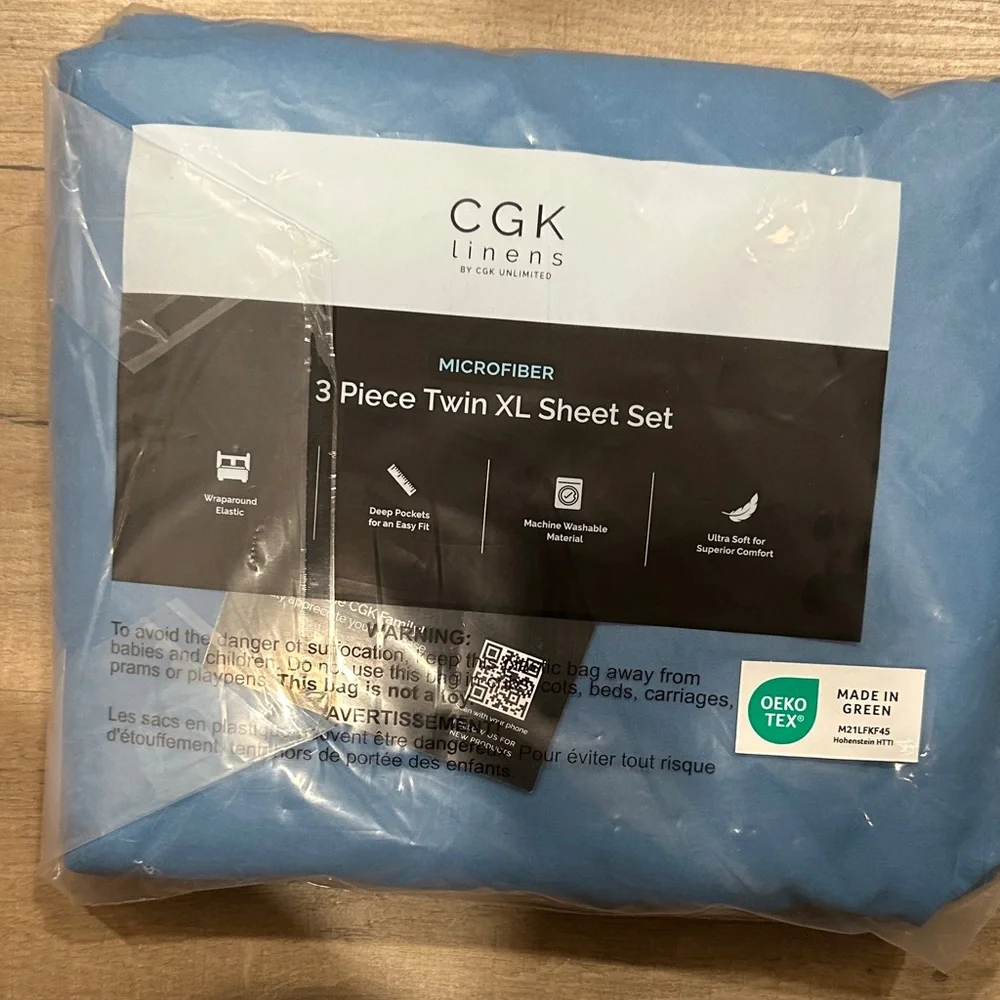 NWT CGK Linens Denim‎ Blue TwinXL Bedding Sheets